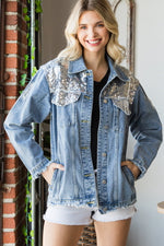 Load image into Gallery viewer, LeAnn Sequin Denim Jacket
