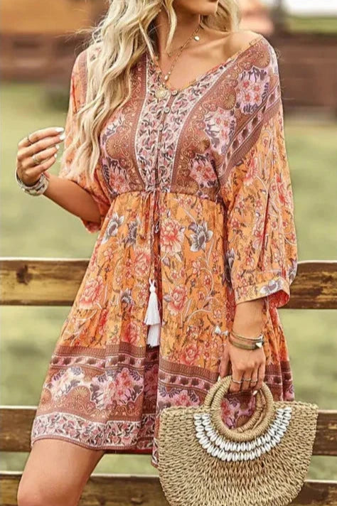 Narissa Floral V Neck Dress