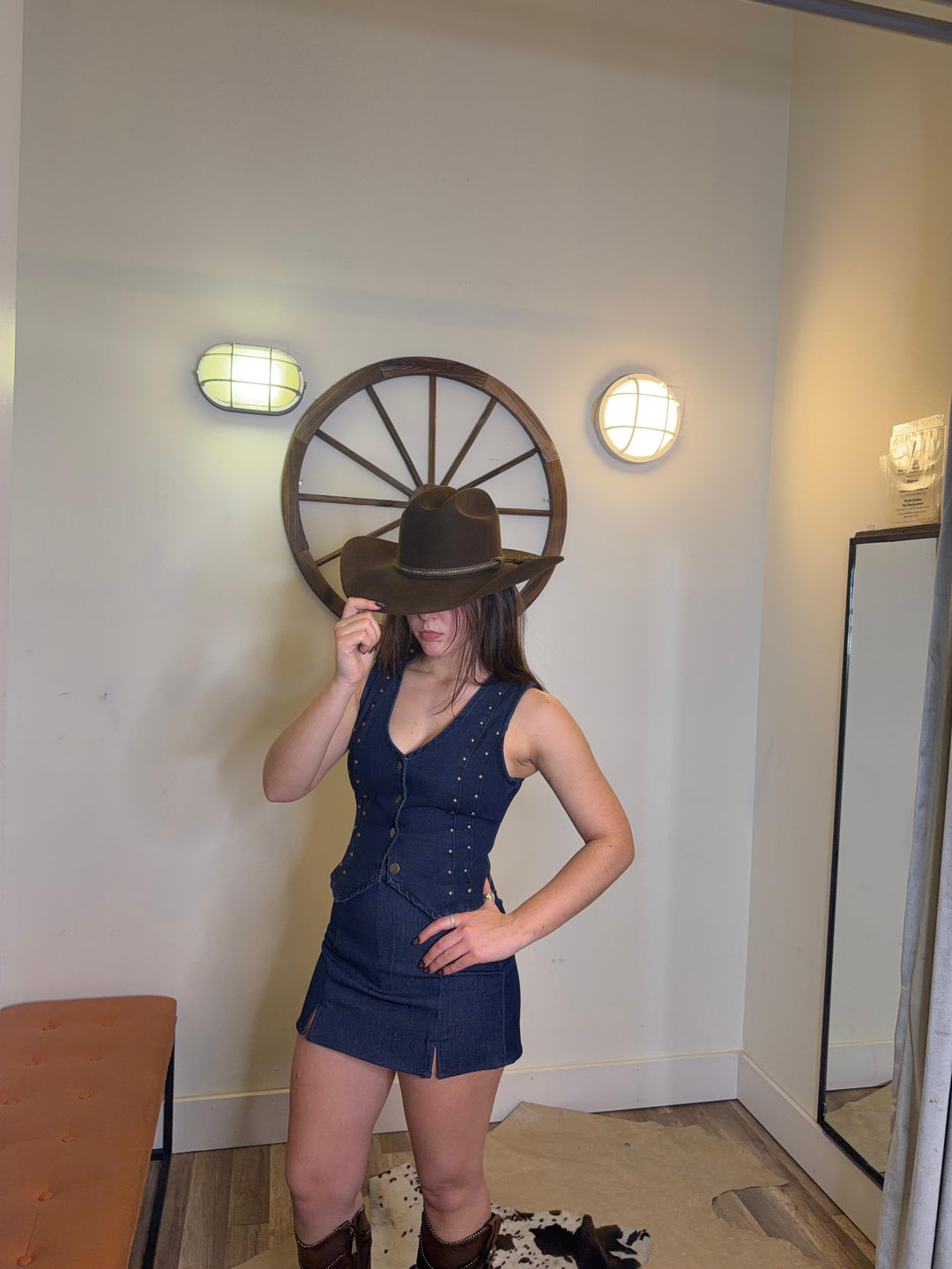 Zara Stud Button Denim Vest