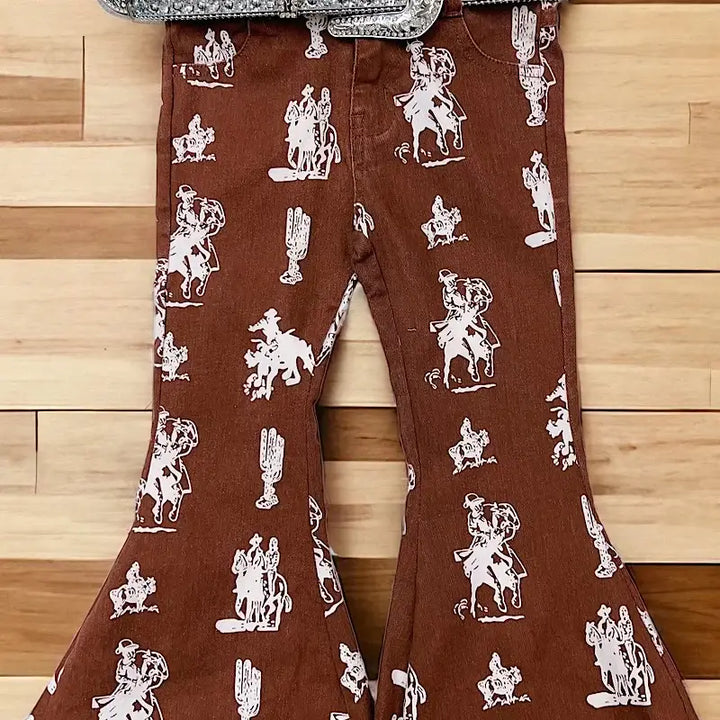 Horse Rider Bell Bottom Print