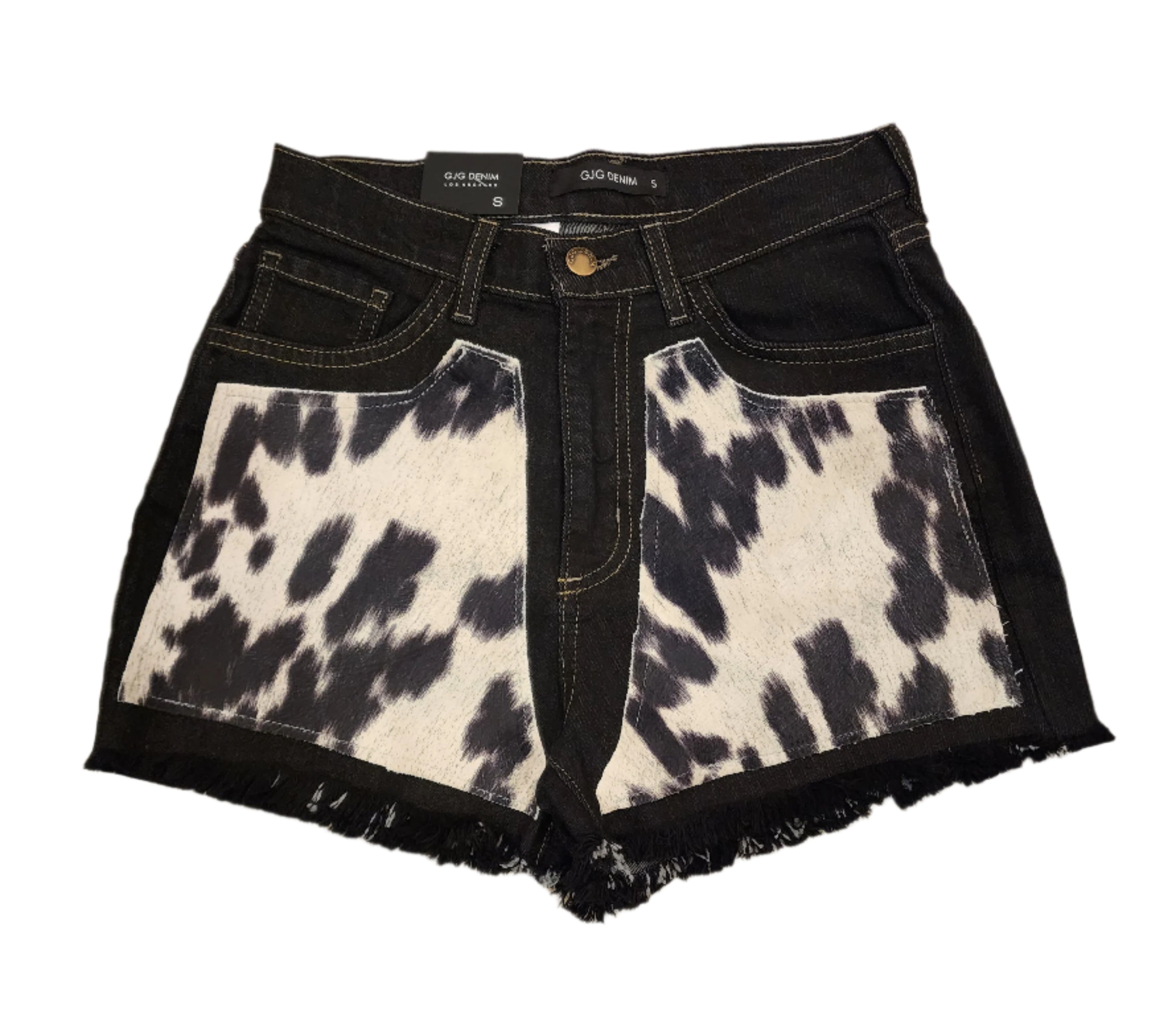Daisy Cow Hide Denim Shorts