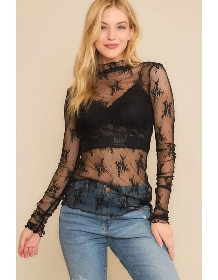 Lauryn High Neck Mesh Top