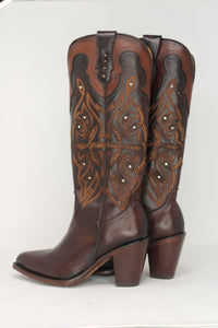 Sicilia Leather Boots with Gold Detailing