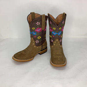 “Gia” Colorful Floral Leather Cowgirl Boot
