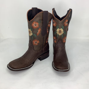 “Tabitha” Black Stone Leather Cowgirl Boot