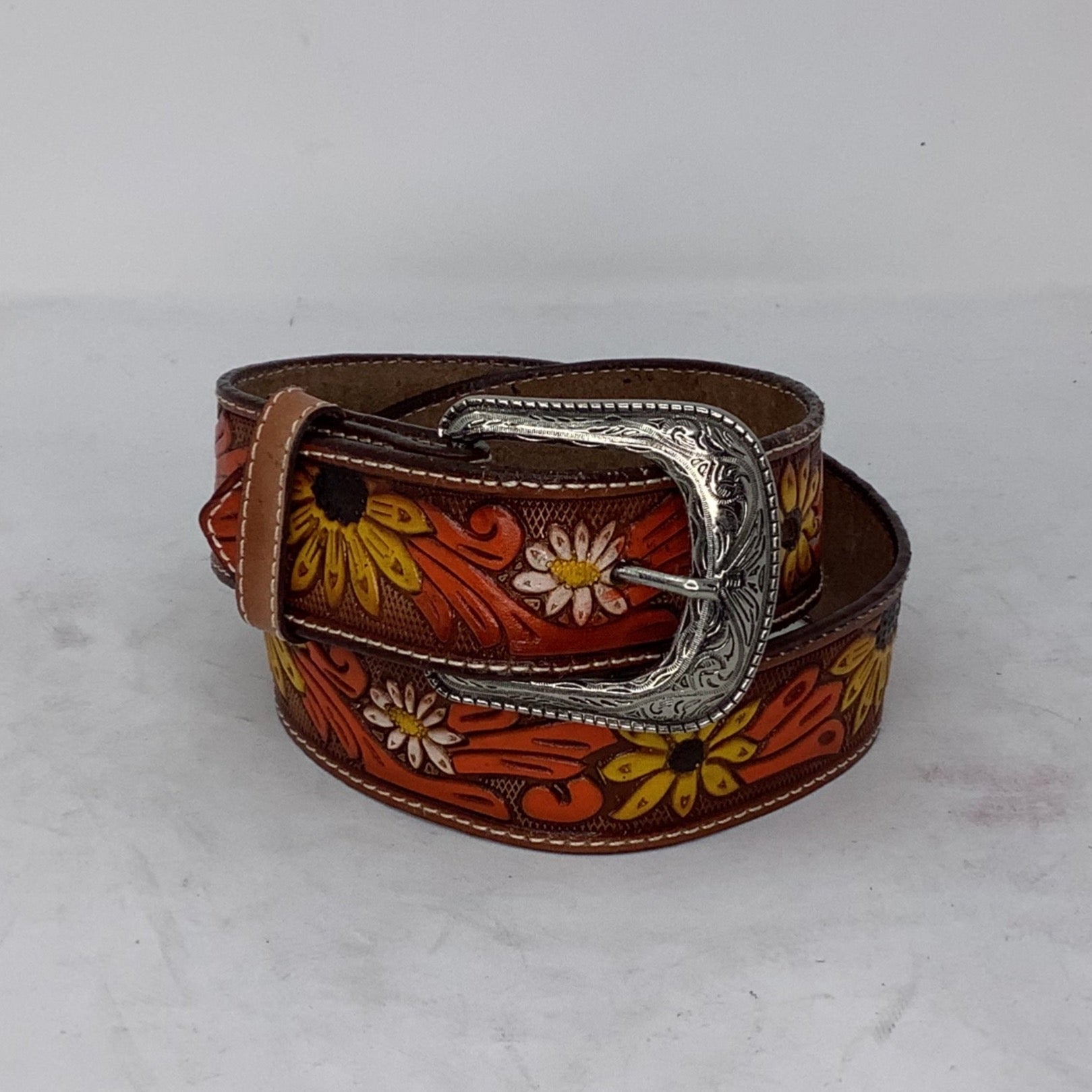 “Oaklee” Floral Leather Belt