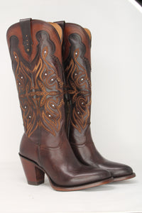 Sicilia Leather Boots with Gold Detailing
